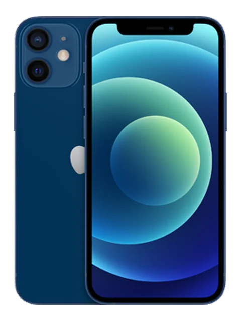 iPhone 12 mini shown in a front and rear product view