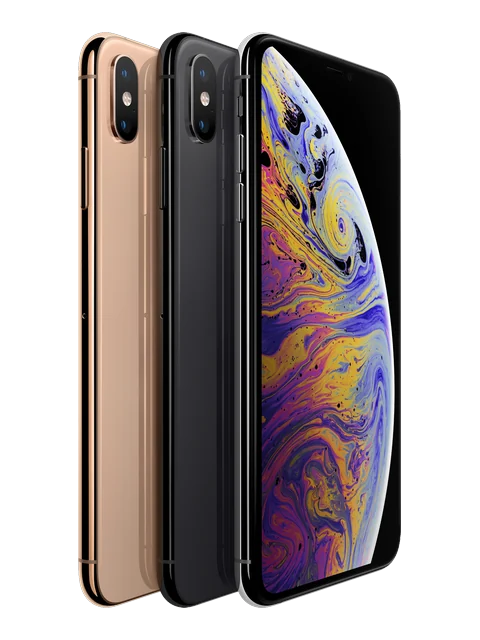 iPhone XS shown in a front and rear product view